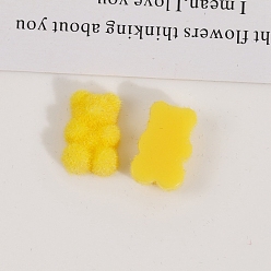 Yellow Flocking Resin Cabochons, Bear, Yellow, 18x11mm
