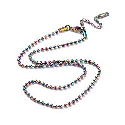 Rainbow Color Ion Plating(IP) 304 Stainless Steel Ball Chain Necklace, Rainbow Color, 15.94 inch(40.5cm)