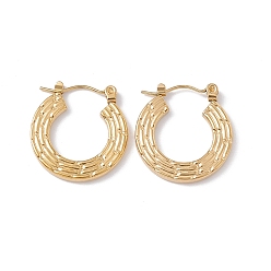 Golden Ion Plating(IP) 304 Stainless Steel Donut Hoop Earrings for Women, Golden, 21x20x2mm, Pin: 0.6mm