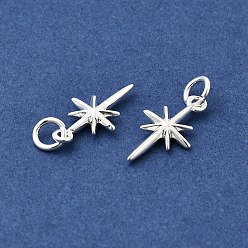 Посеребрённый Латунные подвески, с прыжковых колец, долговечный, звезды прелести, 925 серебро покрытием, 17x9.7x2.5 мм, отверстие : 3.4 мм