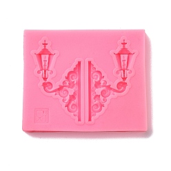 Hot Pink Retro Embossed Wall Lamp Fondant Molds, Cake Border Decoration Food Grade Silicone Molds, for Chocolate, Candy, UV Resin & Epoxy Resin Craft Making, Hot Pink, 75x62x8.5mm, Inner Diameter: 53x63mm