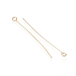 Golden 304 Stainless Steel Eye Pins, Golden, 40x0.6mm, Hole: 2mm