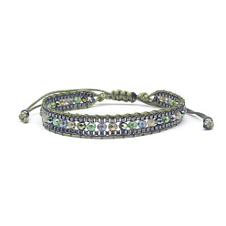 The 9th Army Green Bohemian Crystal Single Layer White Beaded Friendship Bracelet