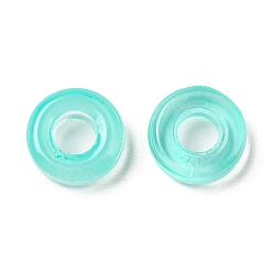 Aquamarine Transparent Glass European Beads, Large Hole Beads, Donut, Aquamarine, 10x3mm, Hole: 3.0~4.3mm