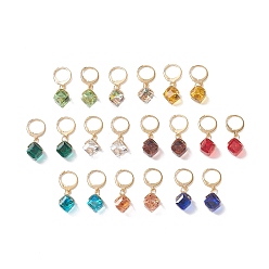 Mixed Color 10 Pairs 10 Colors Glass Rhombus Dangle Leberback Earrings, Golden 304 Stainless Steel Jewelry for Women, Mixed Color, 30mm, Pin: 0.8x1mm, 1 Pair/color