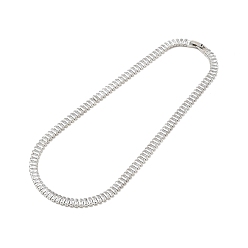 Platinum Cubic Zirconia Classic Tennis Necklace for Girl Women Gift, Chain Necklaces with Rack Plating Brass Fold Over Clasps, Lead Free & Cadmium Free, Long-Lasting Plated, Platinum, 16-1/8 inch(41cm)