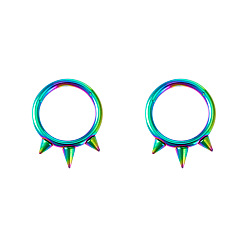 Rainbow Color 316l хирургическая нержавеющая сталь 3 серьги-шипы для хрящей, конусные кольца для носа, Радуга цветов, 13.5x10 мм, штифты : 1.2 мм