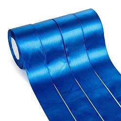 Blue Single Face Solid Color Satin Ribbon, for Crafting, Sewing, Wedding Decorator, Blue, 2 inch(48~50mm), about 25yards/roll(22.86m/roll), 4rolls/group, 100yards/group(91.44m/group)