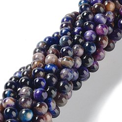 Blue Natural Rainbow Tiger Eye Beads Strands, Dyed, Round, Blue, 6mm, Hole: 1mm, about 62~63pcs/strand, 15.20''~15.59''(38.6~39.6cm)