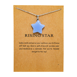 6483 synthetic sky blue luminous stone Multicolor fluorescent natural stone pentagram pendant luminous stone stainless steel chain card necklace gift jewelry