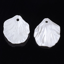 Creamy White ABS Plastic Imitation Pearl Pendants, Petal, Creamy White, 20x17x4mm, Hole: 1.8mm