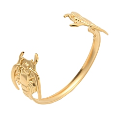 Настоящее золото 14K 304 женские браслеты-манжеты из нержавеющей стали, скорпион, ионное покрытие (ip), реальный 14 k позолоченный, внутренний диаметр: 1-7/8x2-3/8 дюйм (4.85x5.9 см)