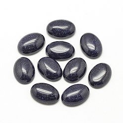Blue Goldstone Synthetic Blue Goldstone Cabochons, Dyed, Oval, 14x10x6mm