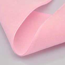 Pink Polyester Velvet Ribbon for Gift Packing and Festival Decoration, Pink, 1/4 inch(7mm), about 70yards/roll(64m/roll)