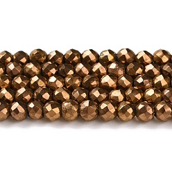 Antique Bronze Plated Electroplate Glass Beads Strands, Full Plated, Faceted Round, Antique Bronze Plated, 3x2.5mm, Hole: 0.7mm, about 149pcs/strand, 14.57''(37cm)