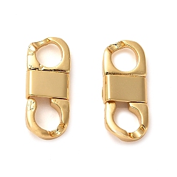 Real 18K Gold Plated Rack Plating Brass Fold Over Clasps, 8 Shaped, Real 18K Gold Plated, 16x7x3mm, Hole: 4mm