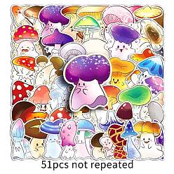 (52) Непрозрачная лаванда 51шт гриб ПВХ самоклеящиеся водонепроницаемые наклейки самоклеящиеся наклейки, Украшение дневника для фотоальбома своими руками, разноцветные, 30~80 мм