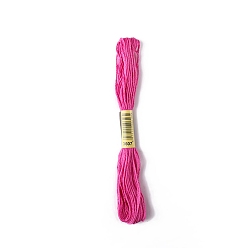 Fuchsia Polyester Embroidery Threads for Cross Stitch, Embroidery Floss, Fuchsia, 0.15mm, about 8.75 Yards(8m)/Skein