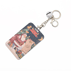 Santa Claus Christmas Themed Plastic Keychain Card Sleeve, with Keychain Clasp, for Bus Pass Work Badge Card Holders, Santa Claus, 110x70mm
