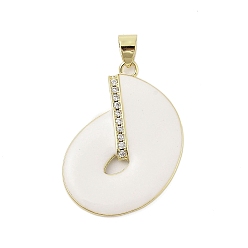 Белый Подставка для дисков, покрытие из латуни, микропаве, подвески из кубического циркония, с эмалью, без кадмия и без свинца, долговечный, реальный 18 k позолоченный, белые, 34.5x25x3.5 мм, отверстие : 6x4 мм