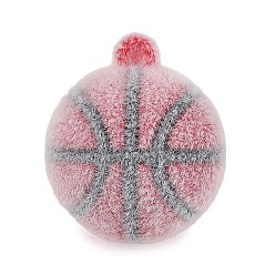 Basketball Силиконовые подвески с бархатным покрытием на спортивную тематику, коричневые, баскетбол, 31.5x27 мм, отверстие : 2 мм