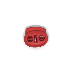 Red Nylon Cord Locks Clip Ends, Double Hole Drawstring Stopper Fastener Buttons, Red, 1.8x2cm, Hole: 4mm