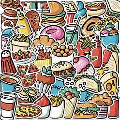 Food Waterproof PVC Adhesive Stickers, for Suitcase, Skateboard, Refrigerator, Helmet, Mobile Phone Shell, Food Pattern, 30~60mm, 44pcs/bag