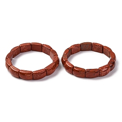 Красный Камень Эластичные браслеты из натуральной красной яшмы для женщин и мужчин, бамбук, внутренний диаметр: 2-3/8 дюйм (6.15 см), бусина : 10.5~11x16.5~17.5x6.5~7 mm
