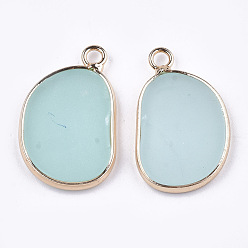 Amazonite Natural Amazonite Pendants, with Brass Findings, Golden, Dyed, 25x15.5x2mm, Hole: 2mm