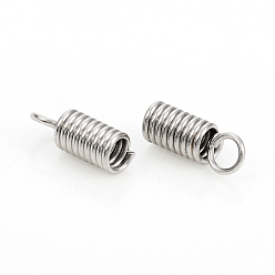 Stainless Steel Color 201 Stainless Steel Terminators, Coil Cord Ends, Stainless Steel Color, 6.2x2.3mm, Hole: 1.5mm, Inner Diameter: 1.5mm