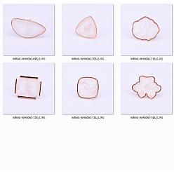 White Olycraft Resin Palette Rings, with Iron Finger Ring, Imitation Shell, Nail Art Tool, for Acrylic UV Gel Polish Foundation Mixing, Mixed Shapes, White, Size 8, 18mm, Pad: 29.5~45x22.5~38x3mm, 6pcs/set