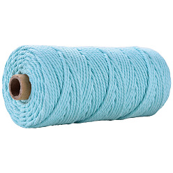 Sky Blue Cotton String Threads for Crafts Knitting Making, Sky Blue, 3mm, about 109.36 Yards(100m)/Roll