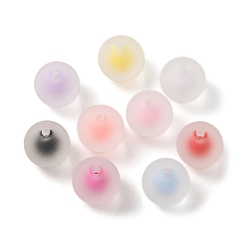 Mixed Color Transparent Frosted Acrylic Beads, Bead in Bead, Round, Mixed Color, 15~15.5mm, Hole: 2mm