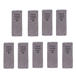 Gray Microfiber Label Tags, with Holes & Word handmade with, for DIY Jeans, Bags, Shoes, Hat Accessories, Rectangle, Gray, 50x20mm