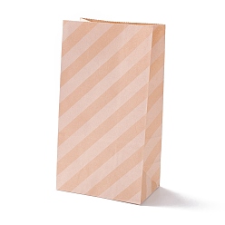 BurlyWood Rectangle Kraft Paper Bags, None Handles, Gift Bags, Stripe Pattern, BurlyWood, 13x8x24cm