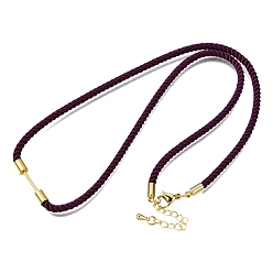 Кокосово-Коричневый 3мм круглые нейлоновые миланские шнуры для изготовления ожерелий, с латунными выводами и 303 застежками из лобстера из нержавеющей стали, золотые, долговечный, стойки покрытие, кокосового коричневый, 19.53 дюйм (49.6 см)