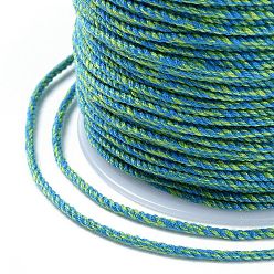 Teal Macrame Cotton Cord, Braided Rope, with Plastic Reel, for Wall Hanging, Crafts, Gift Wrapping, Teal, 1.2mm, about 49.21 Yards(45m)/Roll