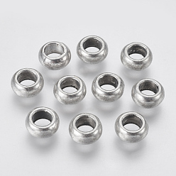 Antique Silver Tibetan Style Alloy Beads, Cadmium Free & Lead Free, Rondelle, Antique Silver, 10x6mm, Hole: 5mm