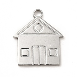 Stainless Steel Color 201 Stainless Steel Pendants, House Charms, Stainless Steel Color, 23x19.5x1.5mm, Hole: 2.5mm