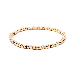 Gold Gold-tone Miyuki Elastic Crystal Beaded Bracelet with Acrylic Tube Beads
