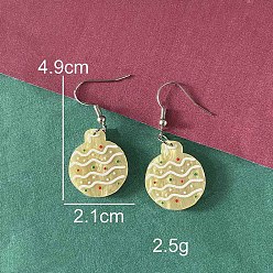 Christmas Bell Рождественские акриловые серьги-подвески, платина, Рождественский колокольчик, 49x21 мм