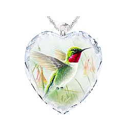 Lime Green Heart Glass Pendant Necklaces, with Platinum Alloy Chains, Lime Green, Pendant: 23x25mm
