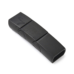 Черный Ионное покрытие (ip) 316 магнитные кламмеры из хирургической нержавеющей стали с приклеиваемыми концами, матовые, прямоугольные, матовый стиль, чёрные, 36x10x7 мм, отверстие : 5x8 мм