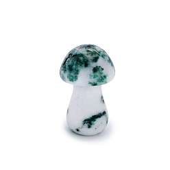 Moss Agate Natural Moss Agate Healing Mushroom Figurines, Reiki Energy Stone Display Decorations, 35mm