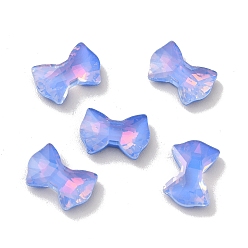 Sapphire Mocha Style K9 Glass Rhinestone Cabochons, Flat Back & Back Plated, Faceted, Bowknot, Sapphire, 8.1x12x3.5mm