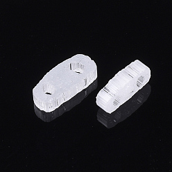 Clear 2-Hole Glass Seed Beads, Imitation Cat Eye, Rectangle, Clear, 4.5~5x2x1~1.5mm, Hole: 0.5~0.8mm