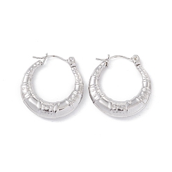 Stainless Steel Color 304 Stainless Steel Croissant Chunky Hoop Earrings for Women, Stainless Steel Color, 23x22x4mm, Pin: 0.6mm