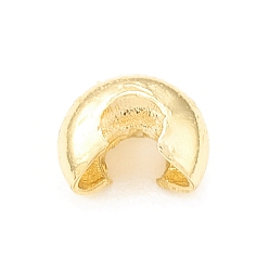 Real 18K Gold Plated Brass Crimp Beads Cover, Real 18K Gold Plated, 4x2mm, Hole: 1.2mm