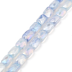 Light Steel Blue Imitation Jade Glass Beads Strands, AB Color Plated, Faceted, Rectangle, Light Steel Blue, 7x4.5x3mm, Hole: 1mm, about 70pcs/strand, 19.21''(48.8cm)