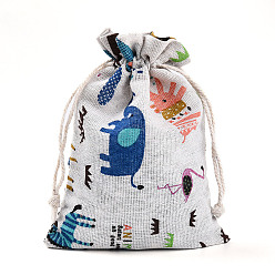 Разноцветный Упаковочные мешки из поликоттона (полиэстер), с цветком печатается, красочный, 18x13 см